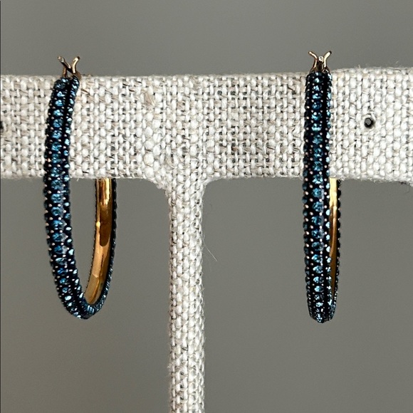 Swarovski Pave Crystal blue hoops - Picture 6 of 8